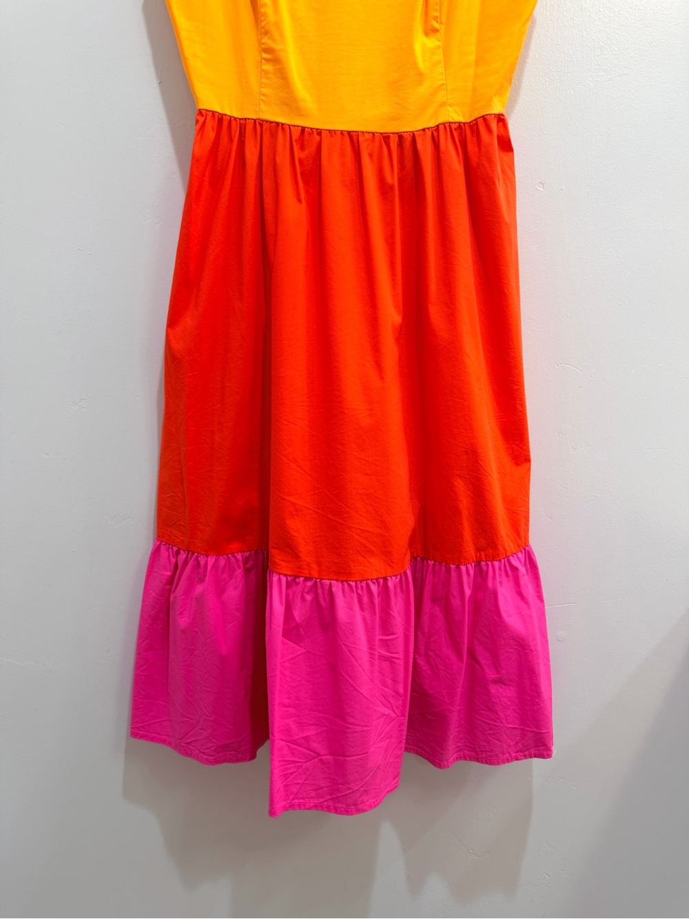 Marc New York Colorblock Tiered Midi Dress Sunset Yellow Orange Pink Bows M - Picture 7 of 14